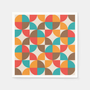 Serviette En Papier Motif de demi-cercles colorés du milieu du siècle 