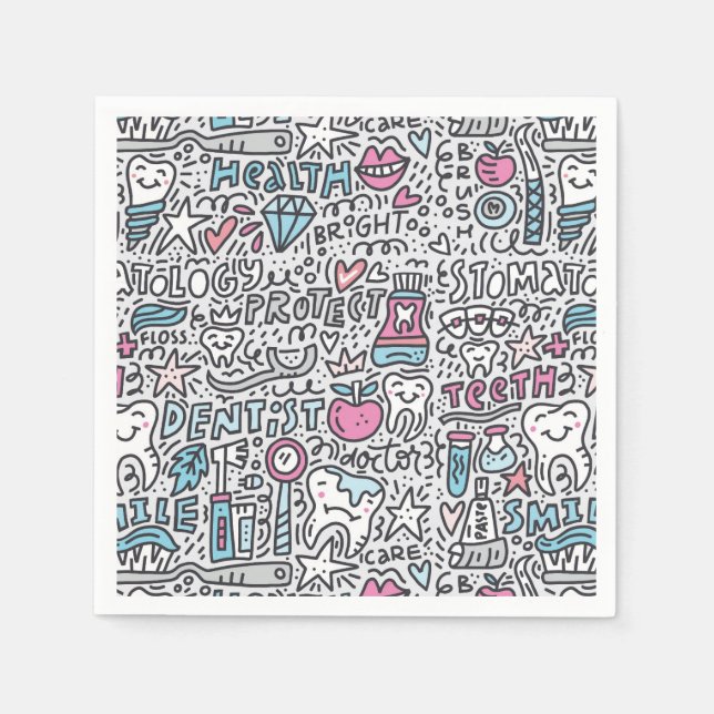 Serviette En Papier Motif de dessin dentaire (Devant)