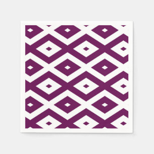 Serviette En Papier Motif de diamant blanc et violet de prune