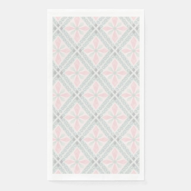 Serviette En Papier Motif de diamant pastel vert et rose (Devant)