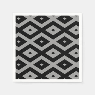 Serviette En Papier Motif de diamants gris et noir