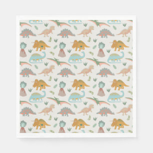 Serviette En Papier Motif de dinosaures bohème dessiné à la main pour 