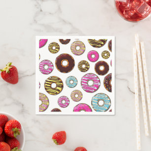 Serviette En Papier Motif De Donuts, Donuts Colorés, Saupoudrages