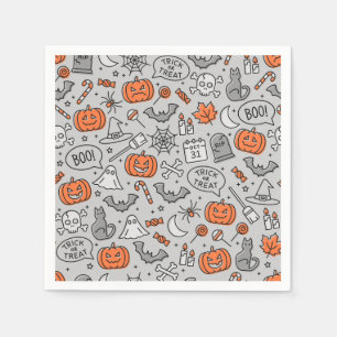 Serviette En Papier Motif de doodle pour les enfants mignons Halloween