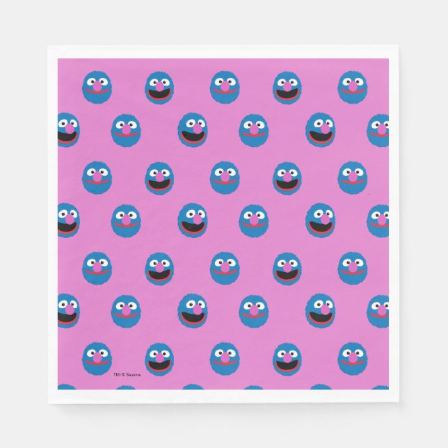 Serviette En Papier Motif de face de Grover rose (Devant)
