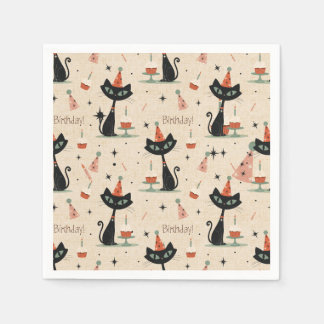 Serviette En Papier Motif de fête d'anniversaire pour chat atomiqu
