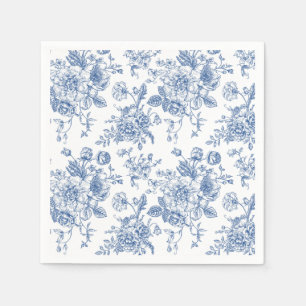 Serviette En Papier Motif de fleurs bleues