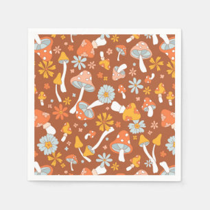Serviette En Papier Motif de fleurs de champignons Vintages rétro