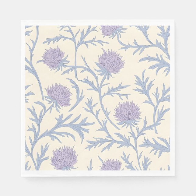 Serviette En Papier Motif de fleurs de chardon de lavande (Devant)