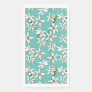 Serviette En Papier Motif de fleurs de citron d'été sur turquoise
