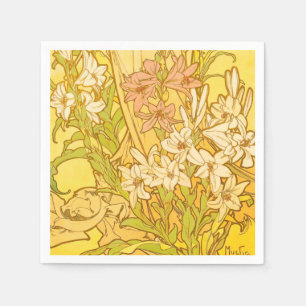 Serviette En Papier Motif de fleurs de lys d'Alphonse Mucha : Art nouv