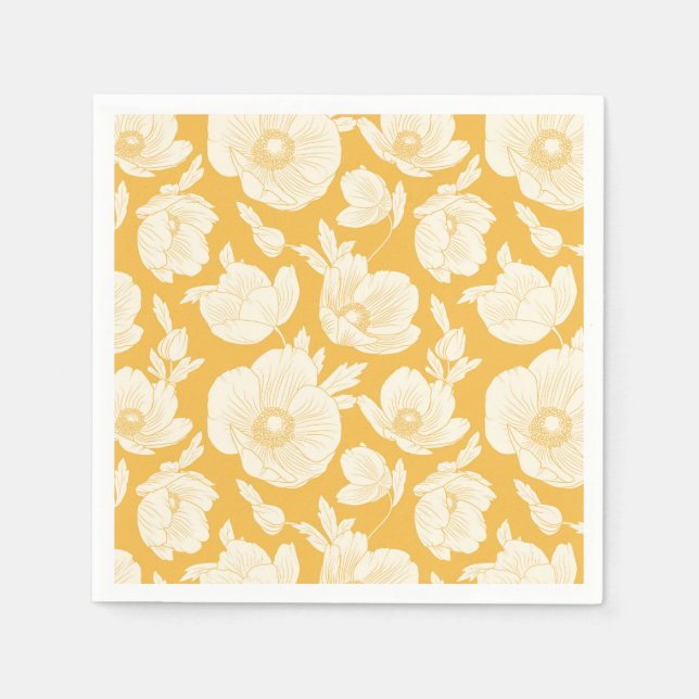 Serviette En Papier Motif de fleurs d'or (Devant)