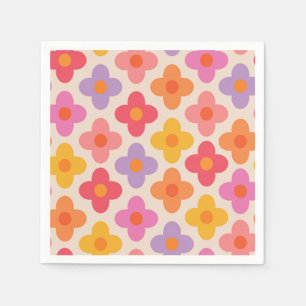 Serviette En Papier Motif de fleurs hippie colorées rétro