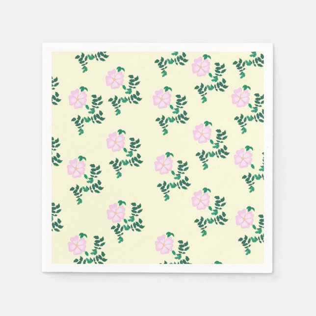Serviette En Papier Motif de fleurs Roses retro Pastel rose (Devant)