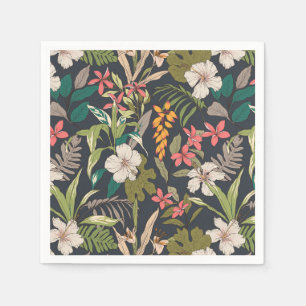 Serviette En Papier Motif de fleurs tropicales colorées