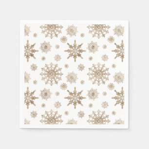 Serviette En Papier Motif de flocons de neige jaune doré
