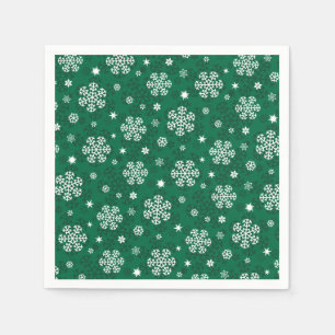 Serviette En Papier Motif de flocons de neige sur des serviettes vert
