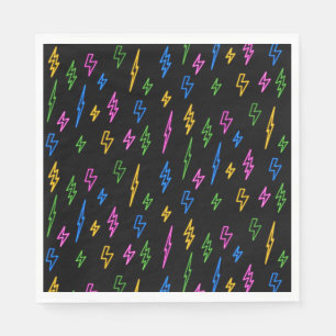 Serviette En Papier Motif de foudre Retro Neon des années 80