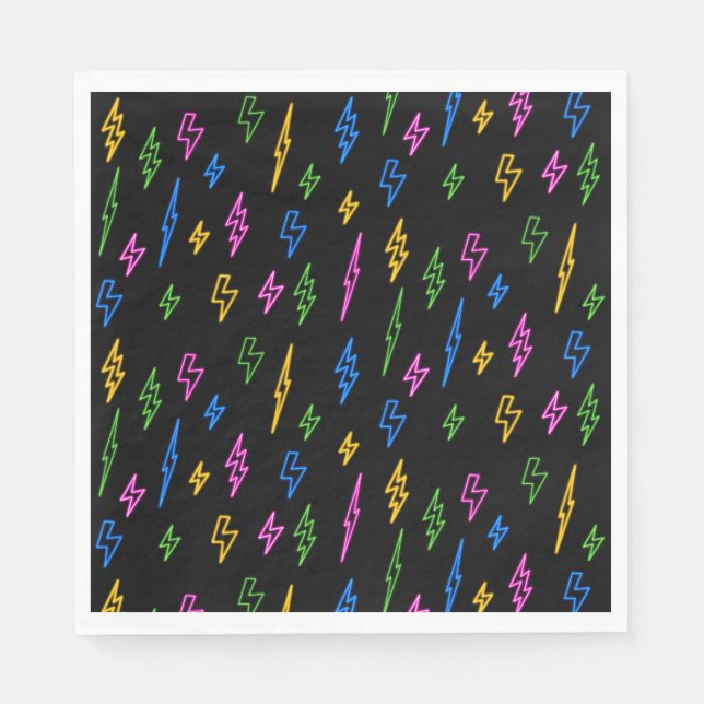 Serviette En Papier Motif de foudre Retro Neon des années 80 (Devant)