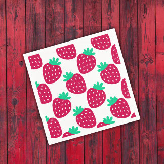 Serviette En Papier Motif de fraise mini mignonne en rouge et vert