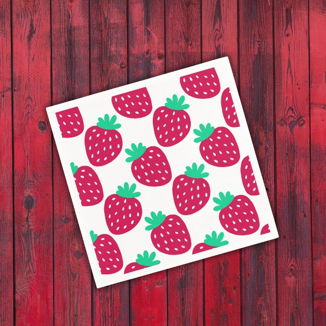 Serviette En Papier Motif de fraise mini mignonne en rouge et vert (Créateur téléchargé)