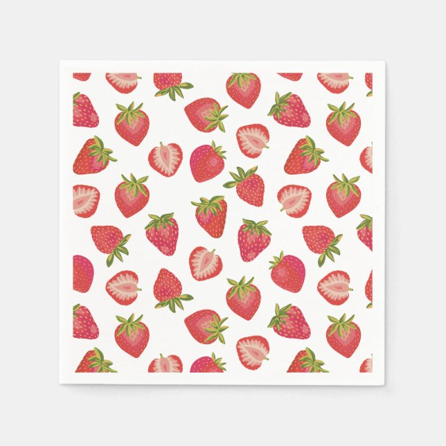 Serviette En Papier Motif de fraises rouges (Devant)