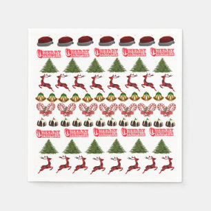 Serviette En Papier Motif de friandises de Noël pour rennes,
