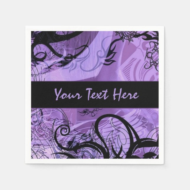 Serviette En Papier Motif de goth violet et noir serviettes personnali (Devant)