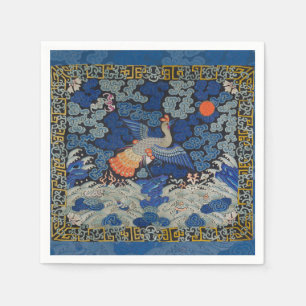 Serviette En Papier Motif de grue chinoise vintage : bleu impérial