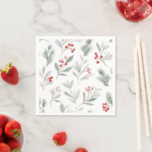 Serviette En Papier Motif de gui et de baies de houx