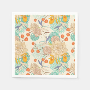 Serviette En Papier Motif de jardin fleuri coloré