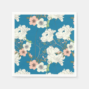 Serviette En Papier Motif de jardin floral blanc