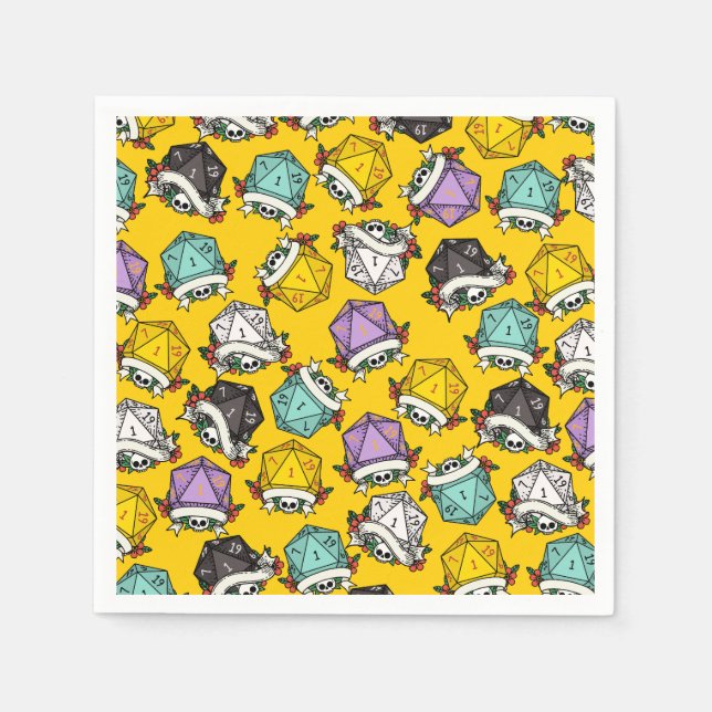 Serviette En Papier Motif de jeu de dés D20 (Devant)