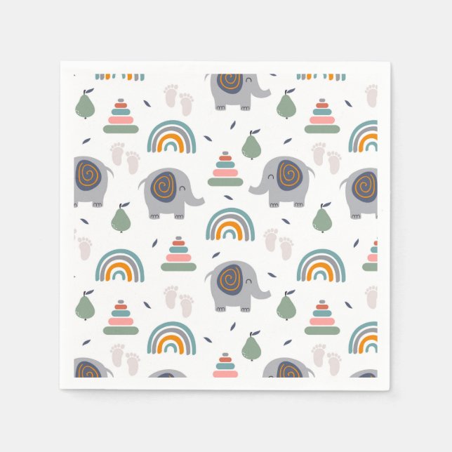 Serviette En Papier Motif de jouets pour bébé mou (Devant)