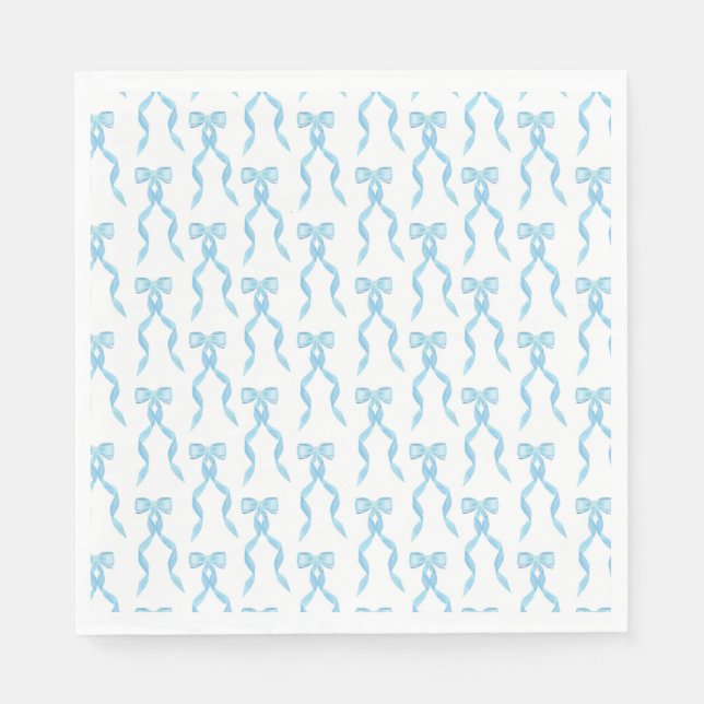 Serviette En Papier Motif de la Bow Bleue Aquarelle (Devant)