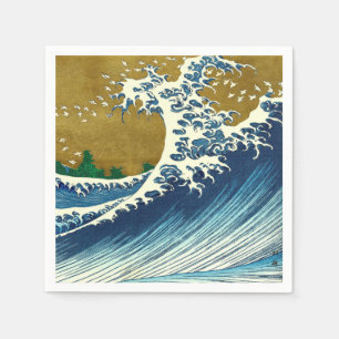 Serviette En Papier Motif de la Grande Vague de Hokusai : Art Ukiyo-e 