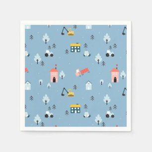 Serviette En Papier Motif de la scène du Doodle Town