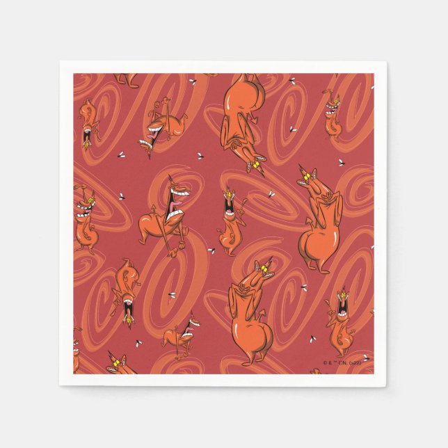 Serviette En Papier Motif de la vache et du poulet rouge (Devant)