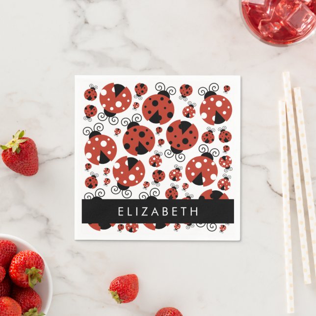 Serviette En Papier Motif De Ladybugs, Red Ladybugs, Votre Nom (En situation)