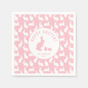 Serviette En Papier Motif de lapin blanc sur rose saumon pour Pâques m