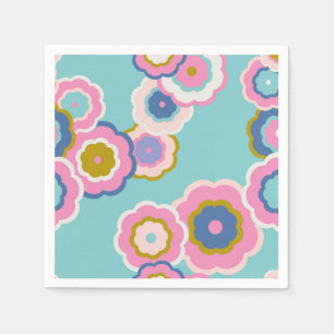 Serviette En Papier Motif de les années 70 Floral Boho Retro