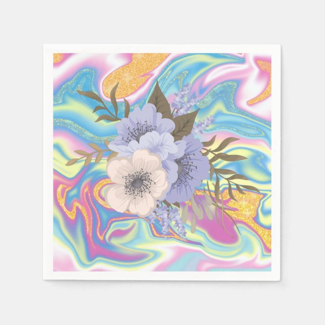 Serviette En Papier Motif de marbre floral psychédélique Fleur Abstrai (Devant)