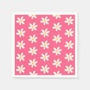 Serviette En Papier Motif de marguerite blanche sur Hot rose Retro y2k
