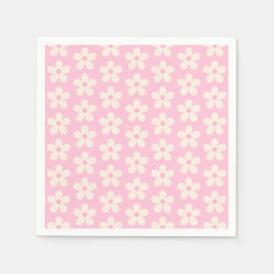 Serviette En Papier Motif de marguerite blanche sur rose pastel minima