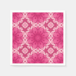 Serviette En Papier Motif de marguerite géométrique en corail et rose 