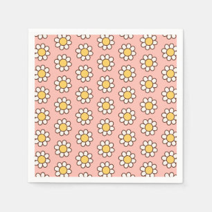 Serviette En Papier Motif de marguerite sur fête printanière rose past