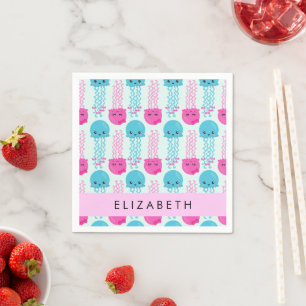 Serviette En Papier Motif de méduses, Mignonne méduse, Mer, Votre nom