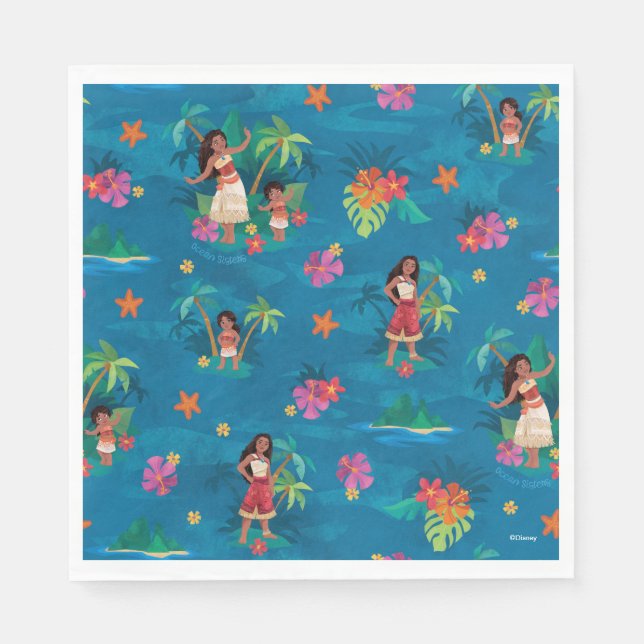 Serviette En Papier Motif de Moana et Simea Ocean Sisters (Devant)