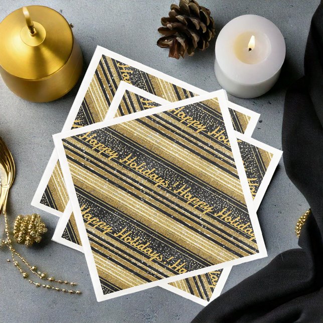 Serviette En Papier Motif de Noël en or noir #28 ID1009 (Créateur téléchargé)