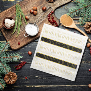 Serviette En Papier Motif de Noël en or noir #35 ID1009